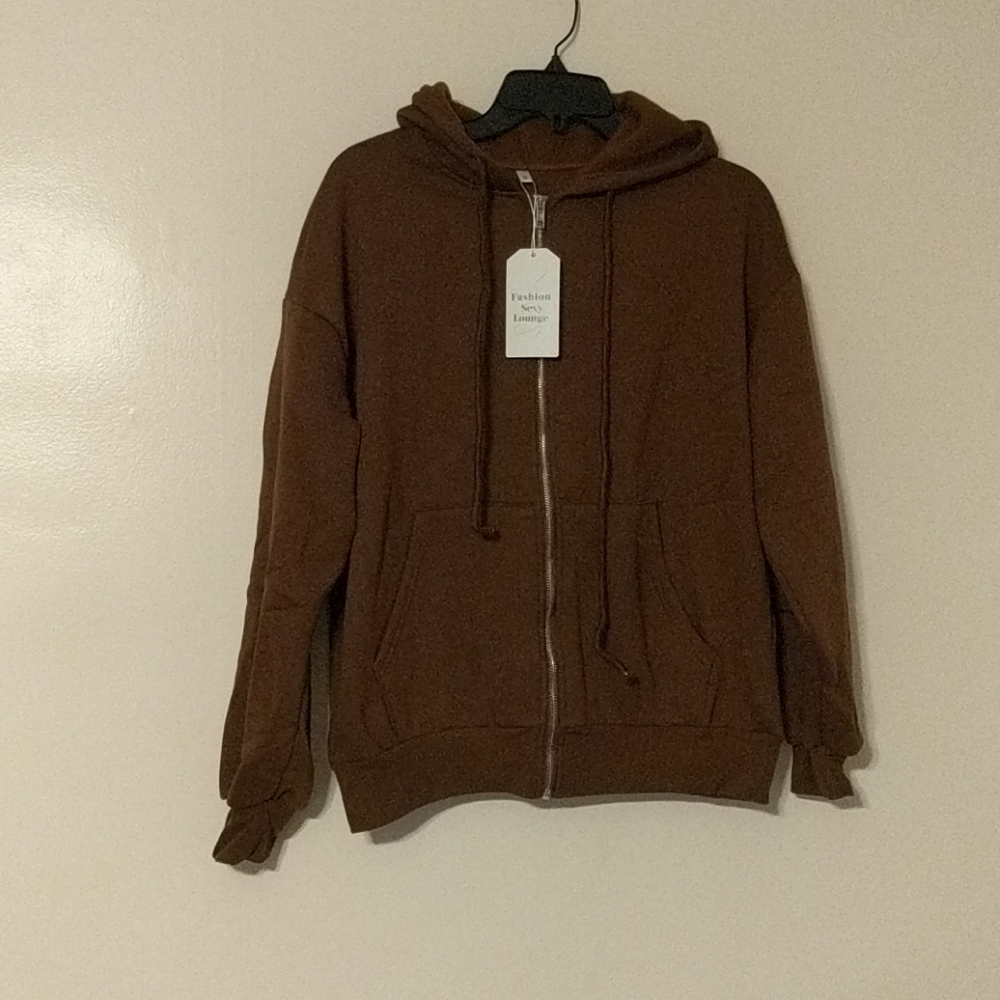 Fashion sexy lounge brown full zip hoodie